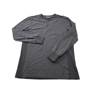 OLYMPVS‎ Men's XXL Long Sleeve Muscle Fit Henley Gray Tee T-Shirt Shirt Top EUC